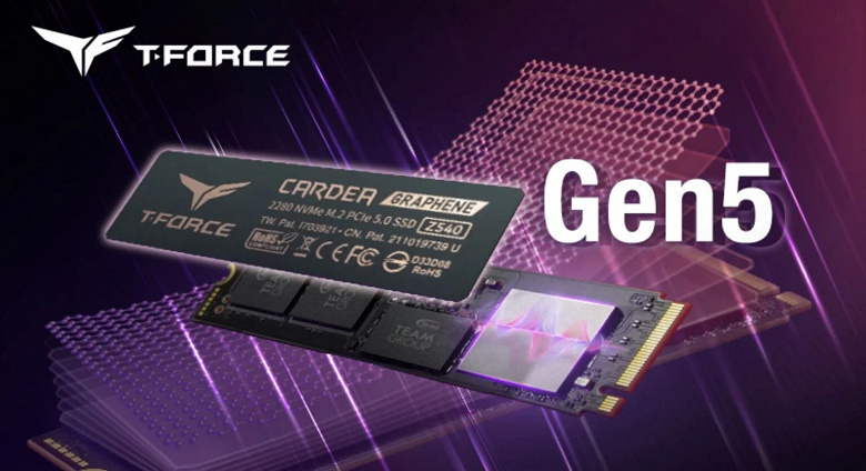 Скорость чтения 12 ГБ/с, 2 ТБ памяти и графеновый радиатор толщиной менее 1 мм. Представлен SSD TeamGroup T-Force Cardea Z540 M.2 PCIe 5.0